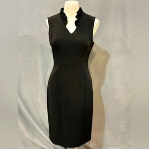 Posh Couture Black Sleeveless Sheath Dress V-neck